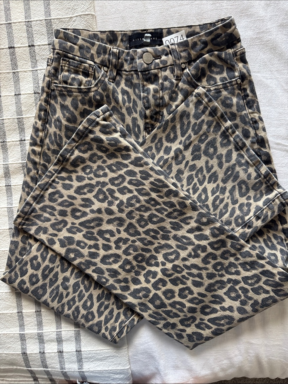 Risen jeans Leopard Print Jeans - Tan/Black - Zipper Front